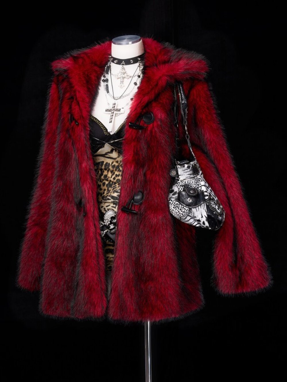 Burgundy Party Women's Plus Size Loose Faux Fur Jacket